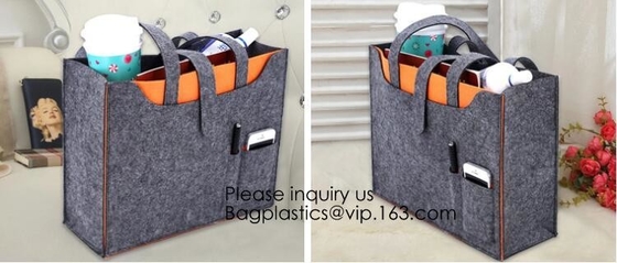 Las compras reutilizables de Eco de los bolsos de ultramarinos empaquetan grande hecho por la producción sentida de la tela empaquetan el viaje elegante Tote Bag Gray