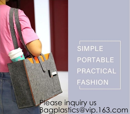 Las compras reutilizables de Eco de los bolsos de ultramarinos empaquetan grande hecho por la producción sentida de la tela empaquetan el viaje elegante Tote Bag Gray