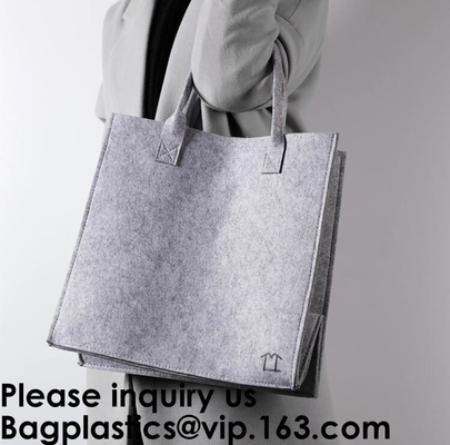 Las compras reutilizables de Eco de los bolsos de ultramarinos empaquetan grande hecho por la producción sentida de la tela empaquetan el viaje elegante Tote Bag Gray