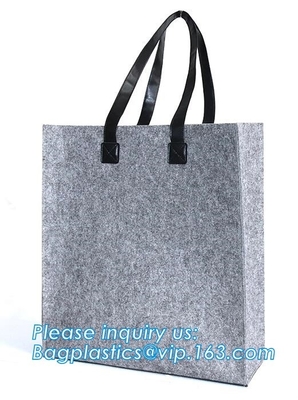 Las compras reutilizables de Eco de los bolsos de ultramarinos empaquetan grande hecho por la producción sentida de la tela empaquetan el viaje elegante Tote Bag Gray
