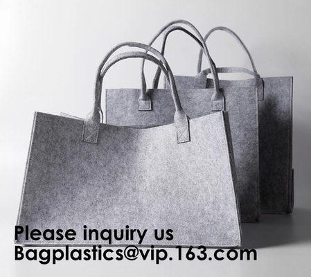 Las compras reutilizables de Eco de los bolsos de ultramarinos empaquetan grande hecho por la producción sentida de la tela empaquetan el viaje elegante Tote Bag Gray