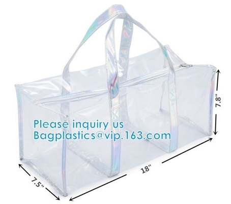 Bolso del almacenamiento del artículo de tocador del maquillaje del viaje del PVC, capacidad grande Tote Bag, organizador cosmético Bag de la ropa