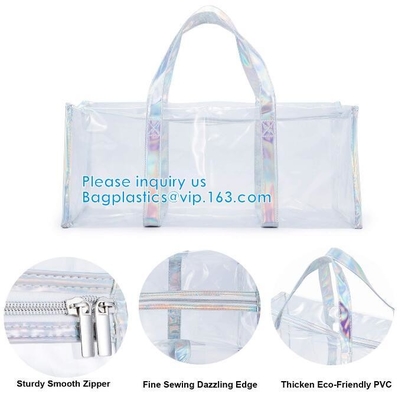 Bolso del almacenamiento del artículo de tocador del maquillaje del viaje del PVC, capacidad grande Tote Bag, organizador cosmético Bag de la ropa