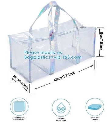 Bolso del almacenamiento del artículo de tocador del maquillaje del viaje del PVC, capacidad grande Tote Bag, organizador cosmético Bag de la ropa