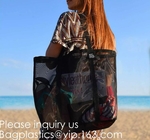 Mesh Beach Bags Totes, bolsillos de la extra grande, petate grande de gran tamaño, bolsos netos, bolsillos de la producción del ultramarinos