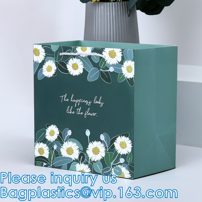 El cuadrado de las bolsas de papel de Kraft empaqueta, bolsa de papel gruesa con la ventana para la boda, partido, cumpleaños, compras, flor empaqueta