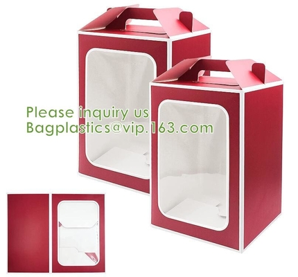 El cuadrado de las bolsas de papel de Kraft empaqueta, bolsa de papel gruesa con la ventana para la boda, partido, cumpleaños, compras, flor empaqueta