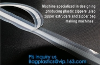 Dientes de la cremallera del reborde, bolsa de PP/PE/PVC/EVA Plastic Flange Zipper For, PP/PE/PVC/EVA Plastic Flange Zipper