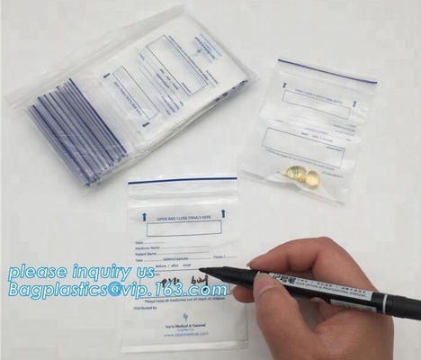Bolsos médicos biodegradables de la píldora, bolso de la farmacia de la cremallera, bolsa de la píldora del sello del apretón, medicina, píldoras, empaquetado de las drogas