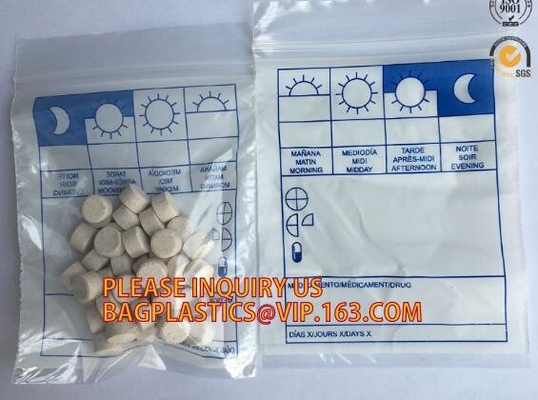 Bolsos médicos biodegradables de la píldora, bolso de la farmacia de la cremallera, bolsa de la píldora del sello del apretón, medicina, píldoras, empaquetado de las drogas