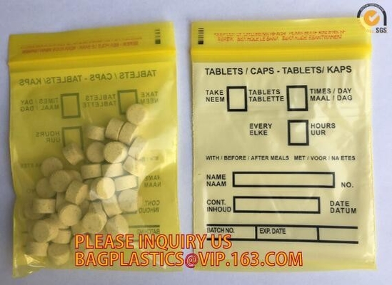 Bolsos médicos biodegradables de la píldora, bolso de la farmacia de la cremallera, bolsa de la píldora del sello del apretón, medicina, píldoras, empaquetado de las drogas