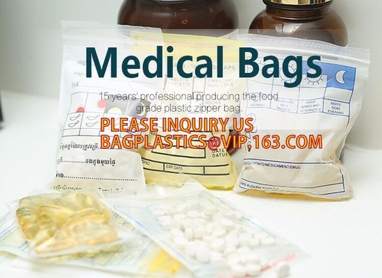 Bolsos médicos biodegradables de la píldora, bolso de la farmacia de la cremallera, bolsa de la píldora del sello del apretón, medicina, píldoras, empaquetado de las drogas