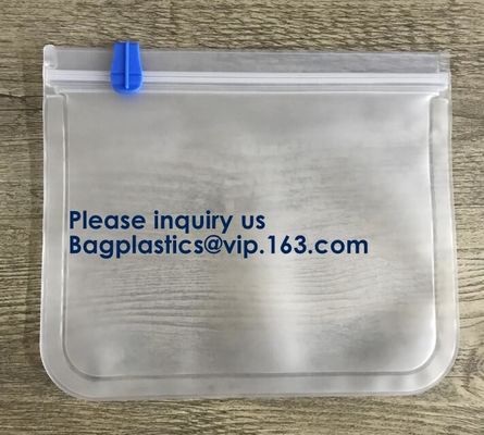 PEVA, silicón, bolsos que se puede volver a sellar de la comida del congelador del almacenamiento reutilizable, envase hermético del almuerzo del Zip lockk de la prueba del escape