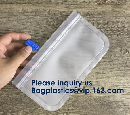 PEVA, silicón, bolsos que se puede volver a sellar de la comida del congelador del almacenamiento reutilizable, envase hermético del almuerzo del Zip lockk de la prueba del escape
