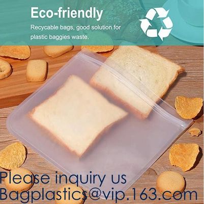 PEVA, silicón, bolsos que se puede volver a sellar de la comida del congelador del almacenamiento reutilizable, envase hermético del almuerzo del Zip lockk de la prueba del escape