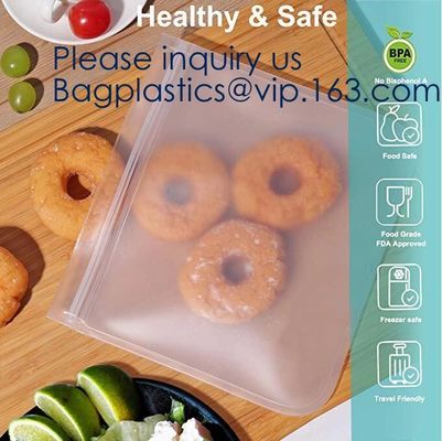 PEVA, silicón, bolsos que se puede volver a sellar de la comida del congelador del almacenamiento reutilizable, envase hermético del almuerzo del Zip lockk de la prueba del escape