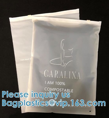 Bolsos de envío biodegradables del 100%, bolso abonable de la cremallera de la cremallera, almidón de maíz del PLA, ropa de la ropa, cachemira