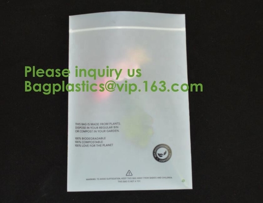 Bolsos de envío biodegradables del 100%, bolso abonable de la cremallera de la cremallera, almidón de maíz del PLA, ropa de la ropa, cachemira