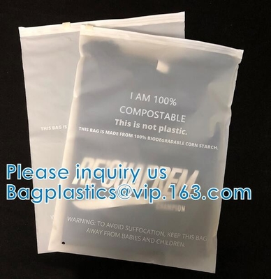 Bolsos de envío biodegradables del 100%, bolso abonable de la cremallera de la cremallera, almidón de maíz del PLA, ropa de la ropa, cachemira