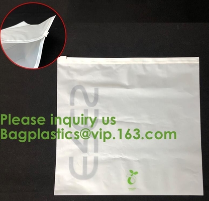 Bolsos de envío biodegradables del 100%, bolso abonable de la cremallera de la cremallera, almidón de maíz del PLA, ropa de la ropa, cachemira