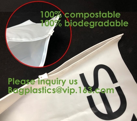 Bolsos de envío biodegradables del 100%, bolso abonable de la cremallera de la cremallera, almidón de maíz del PLA, ropa de la ropa, cachemira