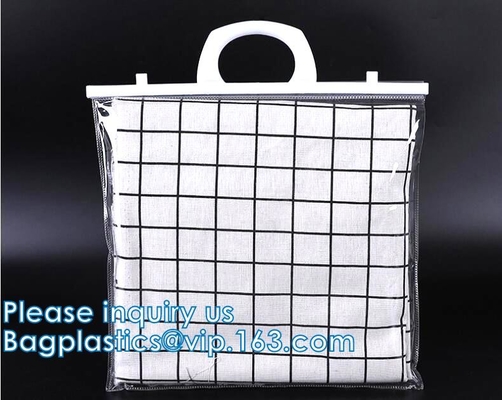 Bolso del almacenamiento de la ropa, organizador With Reinforced Handle, bolsos del almacenamiento del vinilo, cremalleras duales, totalizadores de mudanza del maquillaje