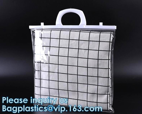 Bolso del almacenamiento de la ropa, organizador With Reinforced Handle, bolsos del almacenamiento del vinilo, cremalleras duales, totalizadores de mudanza del maquillaje