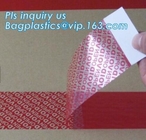 cinta de etiquetado, ropa de la garantía de la transferencia del número con la cinta evidente de la seguridad del pisón del sello del vacío del número de la serie