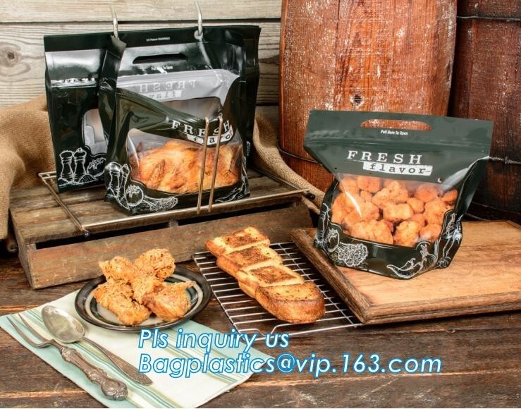 Bolsos que se puede volver a sellar de la bolsa del pollo de Rotiserrie, niebla anti, parrilla, horno, embalaje asado, caliente del bolso de carne con la ventana