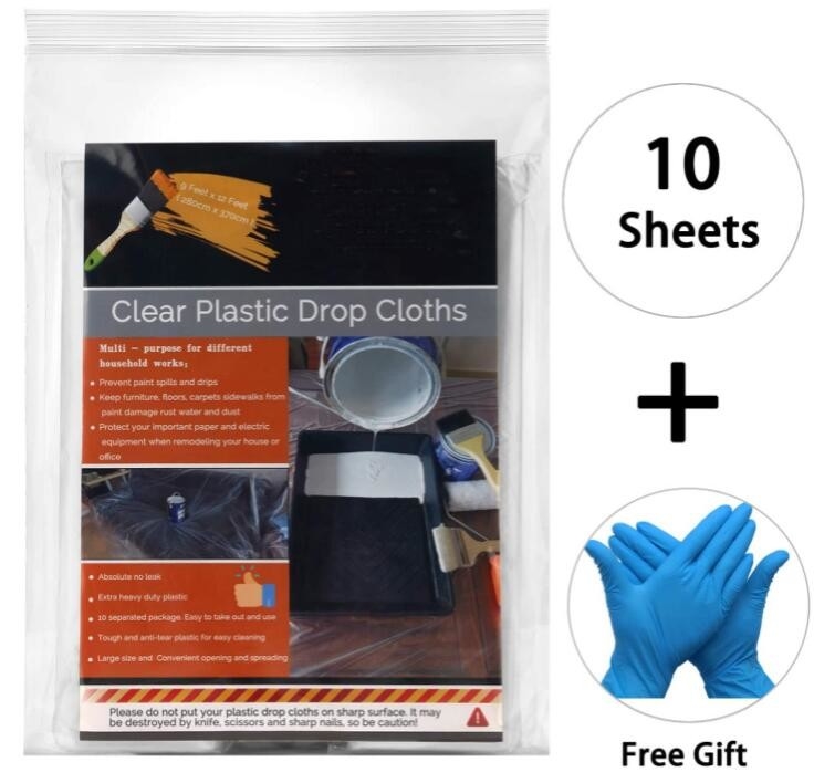 Hoja de Plastic Drop Cloths del pintor, prenda impermeable, cubierta a prueba de herrumbre, antipolvo de los muebles, cubierta del sofá, cubierta de los muebles