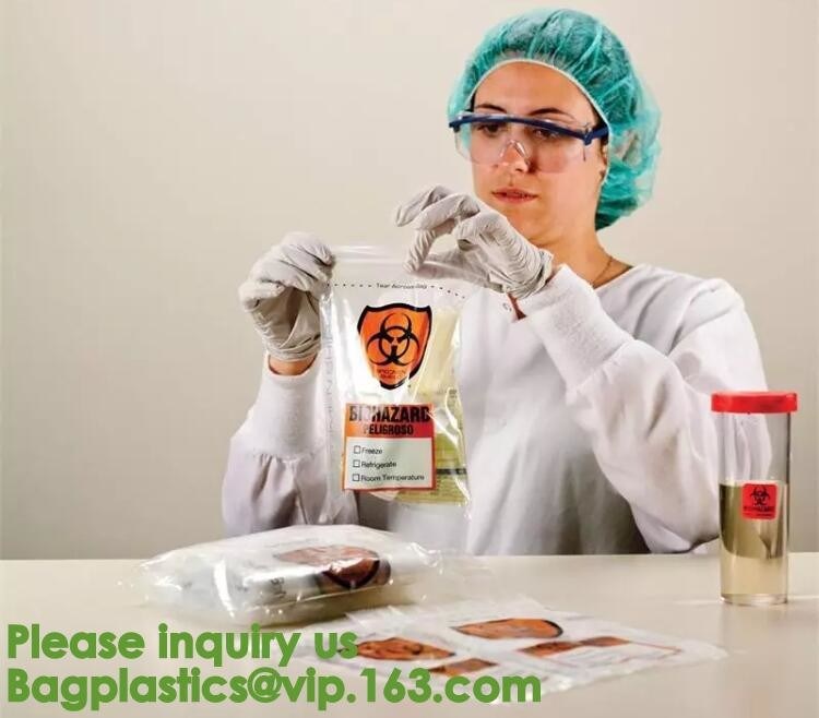 Bolsos que se puede volver a sellar reutilizables del espécimen del Biohazard, bolso de la muestra del laboratorio, bolsa Zip lockk, exterior del papeleo del bolsillo