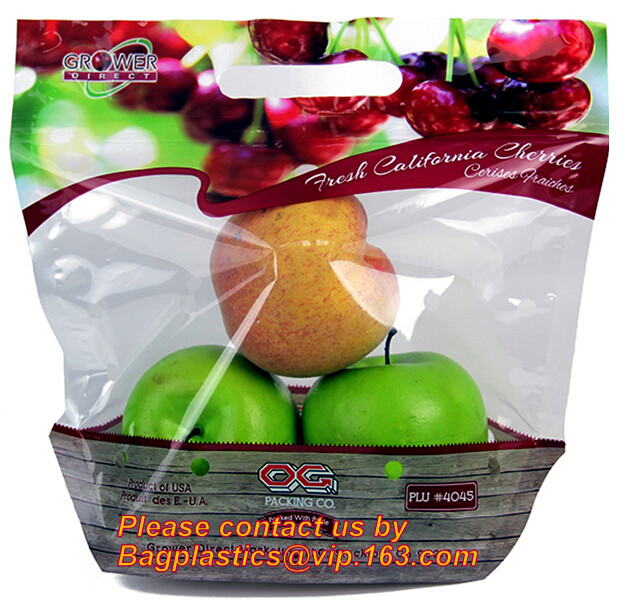 Los bolsos de la legumbre de fruta de la cremallera del resbalador, levantar adaptable con el bolso del embalaje de la manija, dan fruto empaquetado del almacenamiento