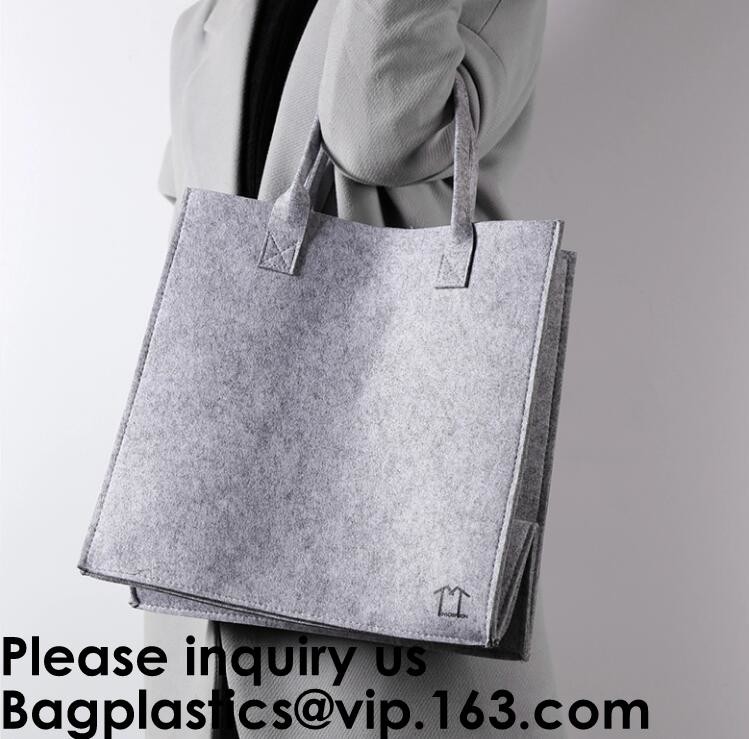 Las compras reutilizables de Eco de los bolsos de ultramarinos empaquetan grande hecho por la producción sentida de la tela empaquetan el viaje elegante Tote Bag Gray