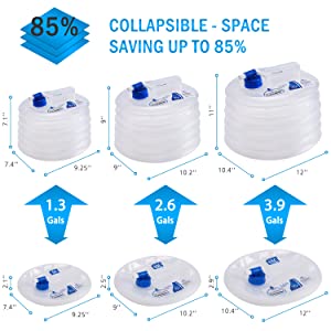 Jarro portátil del almacenamiento del agua, portador de agua, cantina plegable, el caminar que acampa de la BARBACOA del aire libre 6