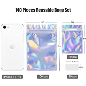 Huela los bolsos de Mylar de la prueba, pequeños bolsos Zip lockk de la hoja, favor de la Navidad de Halloween, bolsa Slidelock de la hoja 1