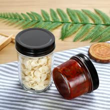 Tapas de Mini Canning Jars With Black, cosmético de cristal del envase del tarro del almacenamiento, loción, crema, maquillaje 1