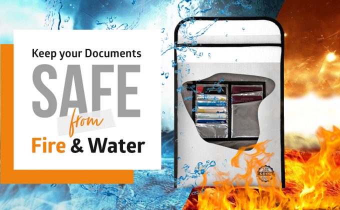 Bolso incombustible del documento, insecto fuera de bolsos, cartera, cartera, protección de fichero, prenda impermeable, Safty, seguridad 0