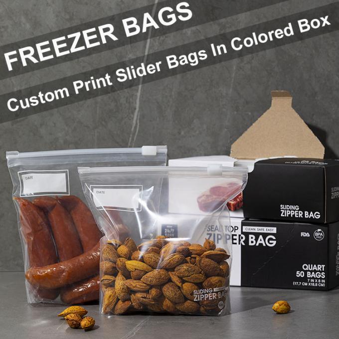 Bolsos Ziplock del congelador del galón de la comida del almacenamiento de la cremallera del Ldpe del resbalador plástico reutilizable grande de encargo de la silla de montar
