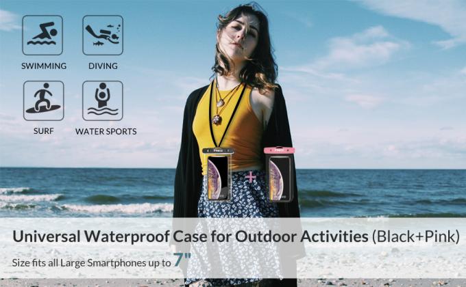 Bolsos dobles del teléfono del sello de la cremallera, caso impermeable, tamaño universal, paquete hermético al polvo, a prueba de polvo de los smartphones 0