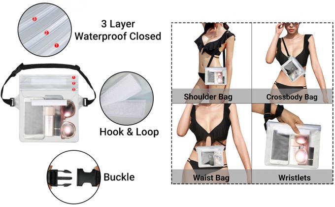 Bolsos dobles del teléfono del sello de la cremallera, caso impermeable, tamaño universal, paquete hermético al polvo, a prueba de polvo de los smartphones 8