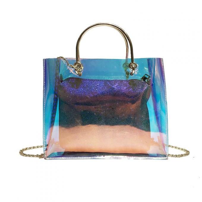 Bolso claro del regalo del vinilo del PVC de Eco del maquillaje del artículo de tocador de la piel de los equipos de la prenda impermeable cosmética colorida de neón amistosa de la bolsa 3