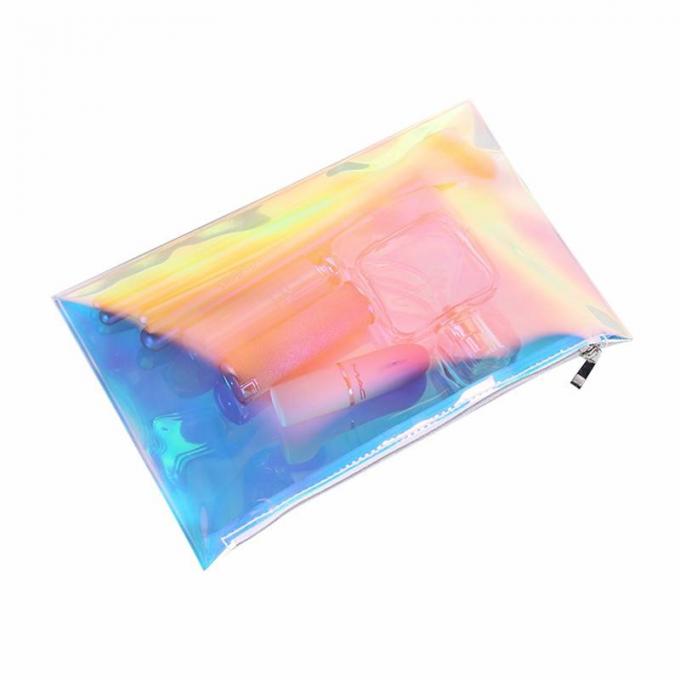 Bolso claro del regalo del vinilo del PVC de Eco del maquillaje del artículo de tocador de la piel de los equipos de la prenda impermeable cosmética colorida de neón amistosa de la bolsa 5