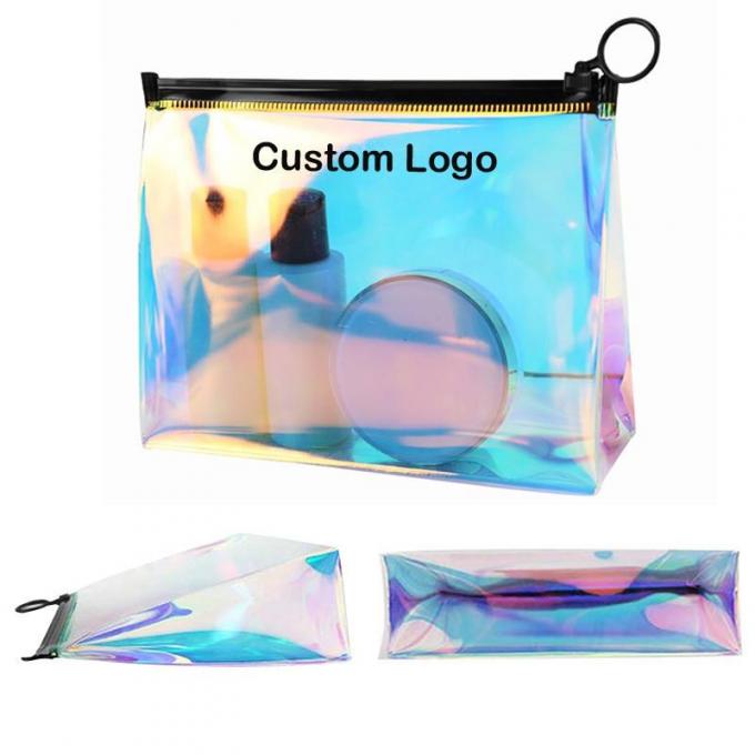 Bolso claro del regalo del vinilo del PVC de Eco del maquillaje del artículo de tocador de la piel de los equipos de la prenda impermeable cosmética colorida de neón amistosa de la bolsa 10