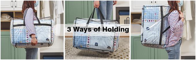 Bolso del almacenamiento de la ropa, organizador With Reinforced Handle, bolsos del almacenamiento del vinilo, cremalleras duales, totalizadores de mudanza del maquillaje 4