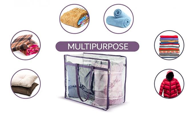 Bolso del almacenamiento de la ropa, organizador With Reinforced Handle, bolsos del almacenamiento del vinilo, cremalleras duales, totalizadores de mudanza del maquillaje 8