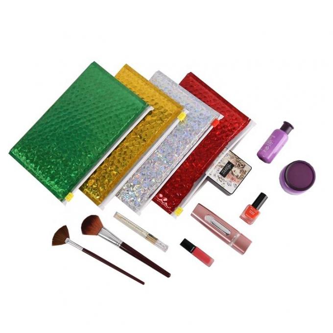 Matte Glossy Holographic Zip lockk Bags metálico reutilizable, cremallera cosmética reconectable del resbalador de la bolsa de la burbuja que embala 0