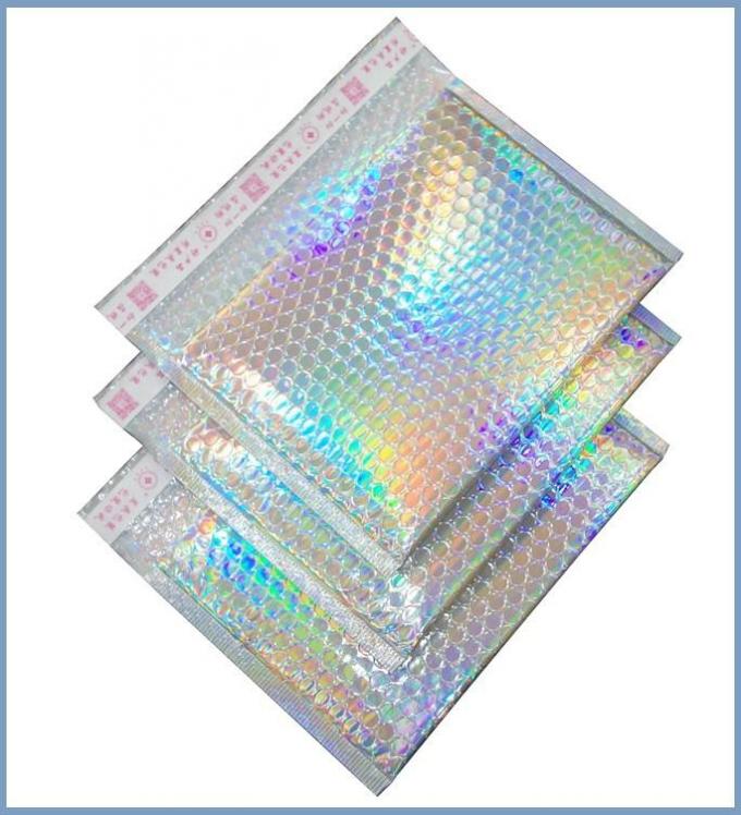 Matte Glossy Holographic Zip lockk Bags metálico reutilizable, cremallera cosmética reconectable del resbalador de la bolsa de la burbuja que embala 5