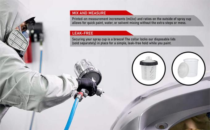 Los REPUESTOS DISPONIBLES, taza dura del espray de la pintura automotriz de la taza, tazas del arma, pintan las tazas de mezcla, SISTEMA de la TAZA del ESPRAY 2