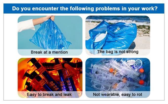 Sacos de basura del Biohazard del polipropileno, etiqueta de advertencia, esterilización impresa, bolsos inútiles con símbolo del Biohazard 2