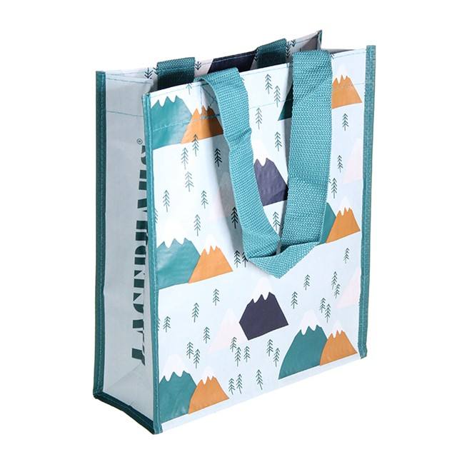 La manija laminada tela amistosa de Eco, Tote Bag tejido Pp, RPET cubri&oacute; bolsos pr&aacute;cticos de las compras reciclables plegables 6